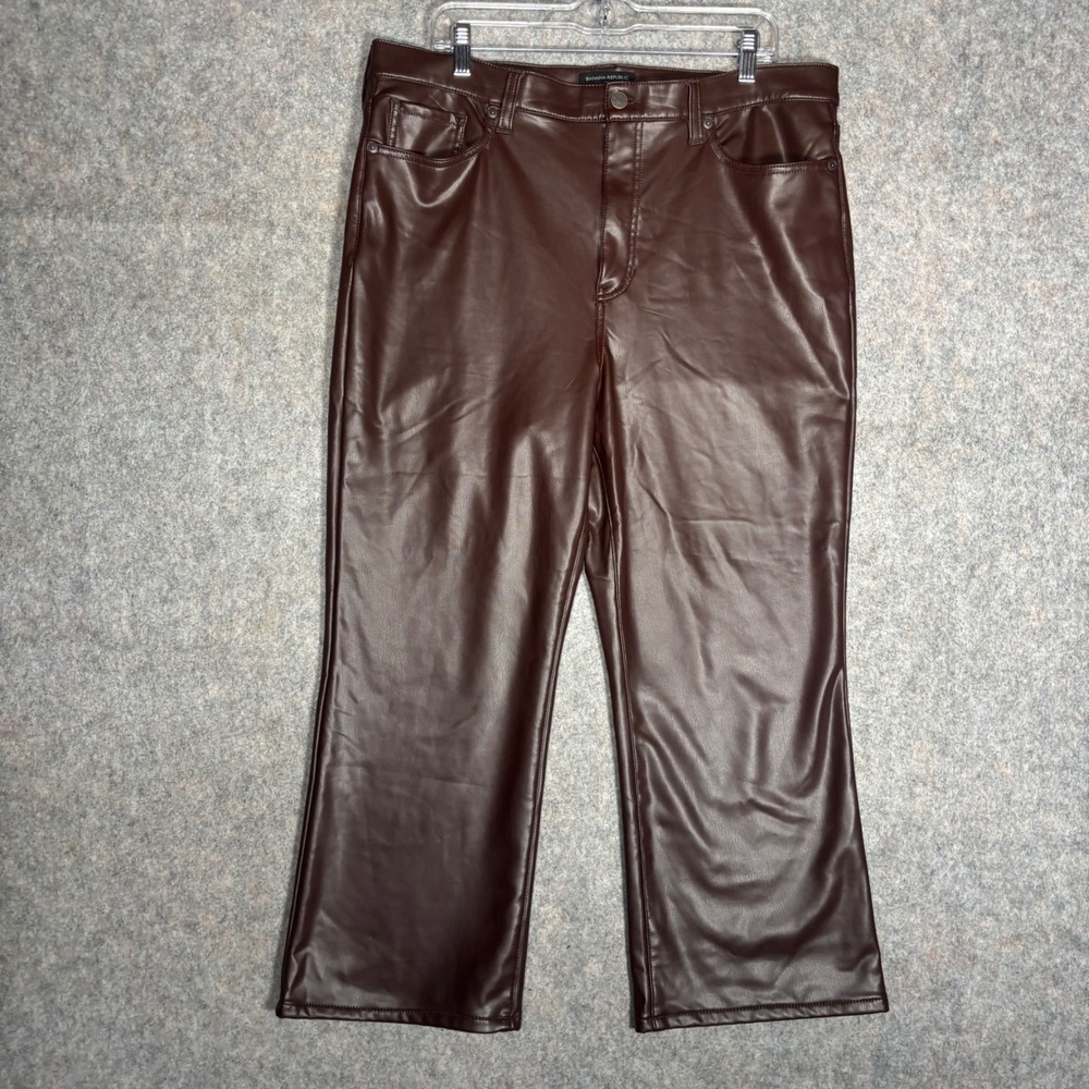 Banana Republic Vegan Leather Pants Womens 33/16 Brown Cropped Bootcut 434568-00